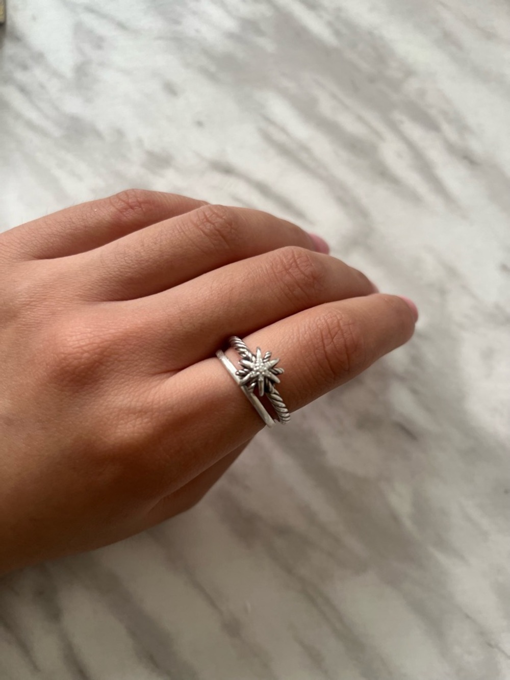 David Yurman Silver Starburst Stack Ring